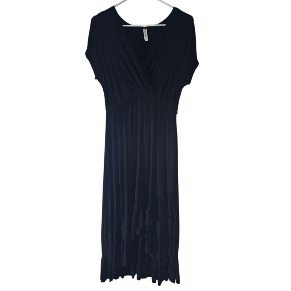 Beeuniq Black Dot High-Low Ruffle Maternity Dress Sz L